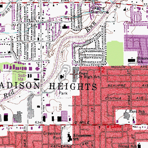 Topographic Map of Page Junior High School, MI