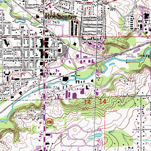 Topographic Map of Paint Creek, MI