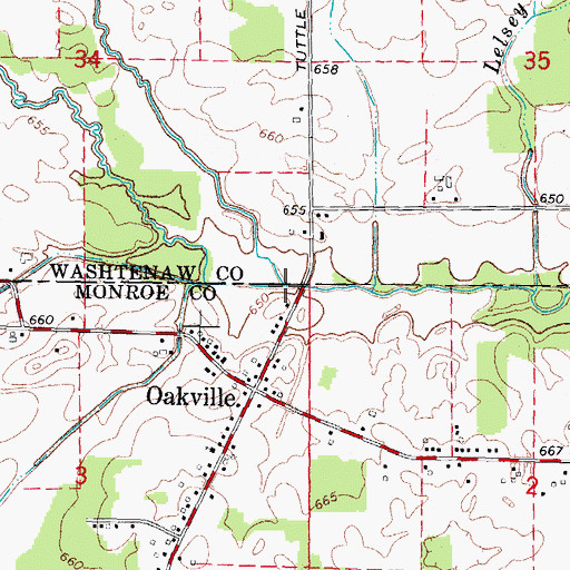 Topographic Map of Paint Creek, MI