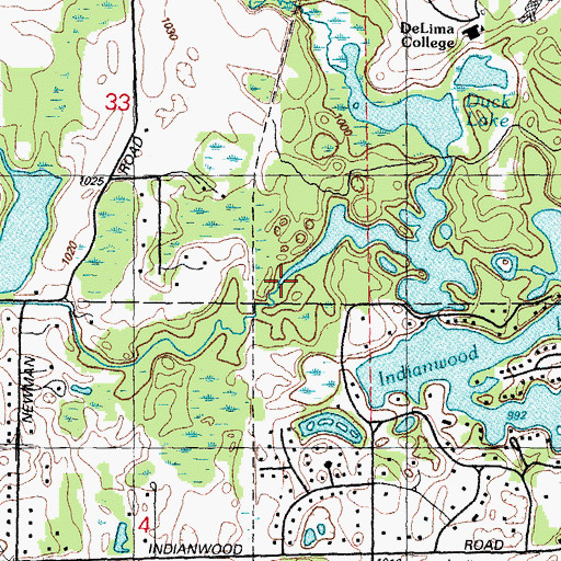 Topographic Map of Paint Creek Drain, MI