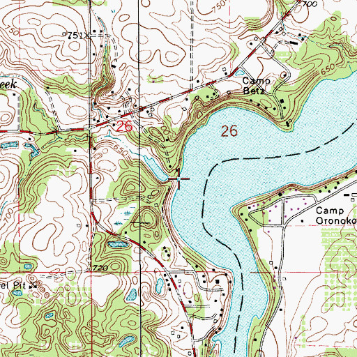 Topographic Map of Painter Creek, MI