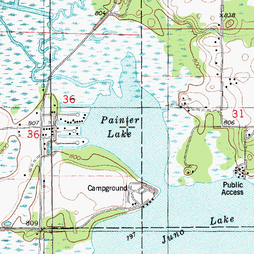 Topographic Map of Painter Lake, MI