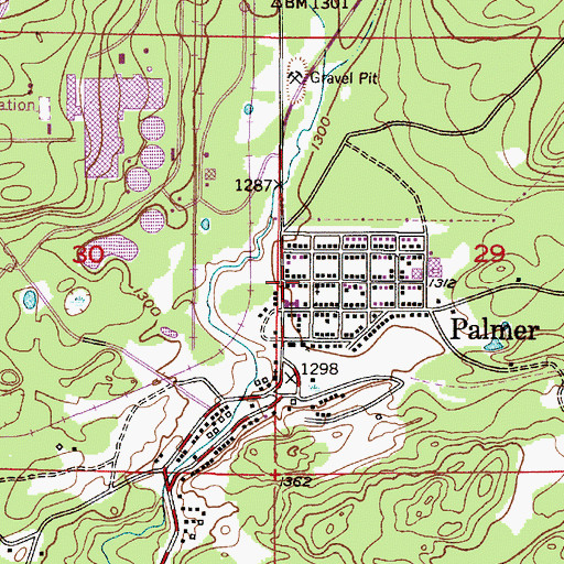 Topographic Map of Palmer, MI