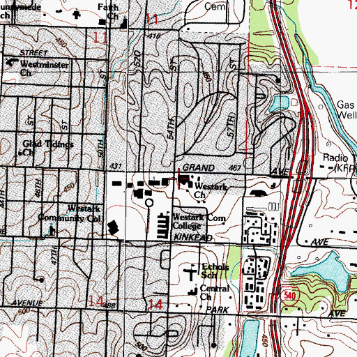 Topographic Map of Westark Church of Christ, AR