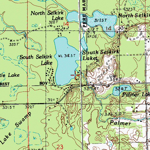 Topographic Map of Palmer Creek, MI