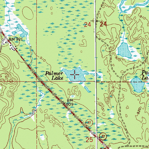 Topographic Map of Palmer Lake, MI