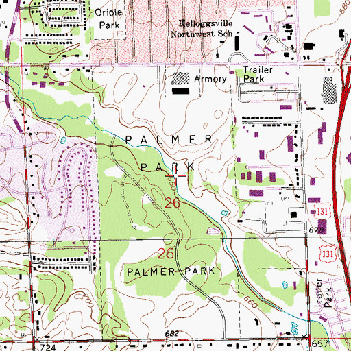 Topographic Map of Palmer Park, MI