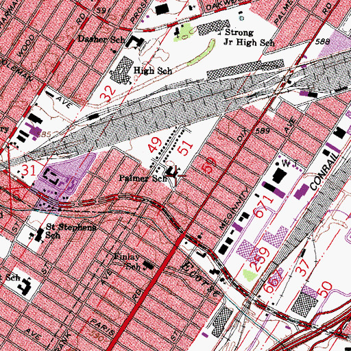 Topographic Map of Palmer School, MI
