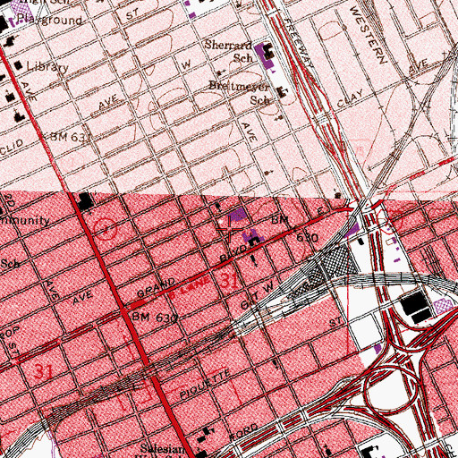 Topographic Map of Palmer School, MI