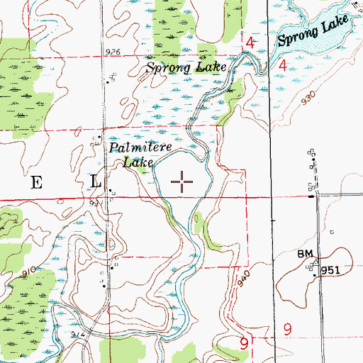 Topographic Map of Palmitere Lake, MI