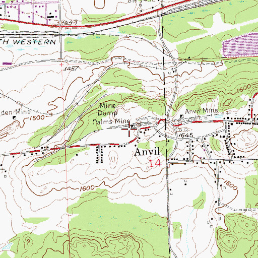 Topographic Map of Palms Mine, MI