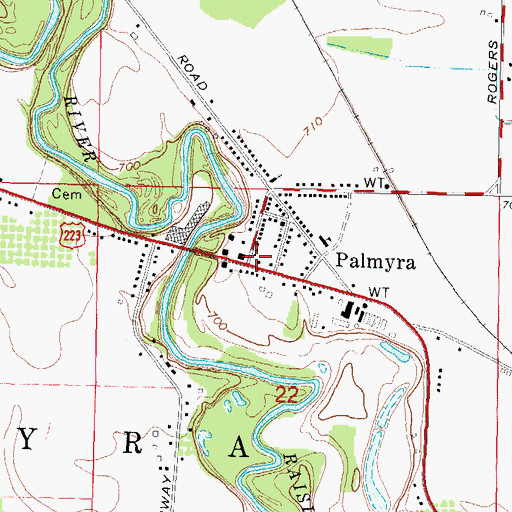 Topographic Map of Palmyra, MI