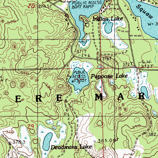Topographic Map of Papoose Lake, MI