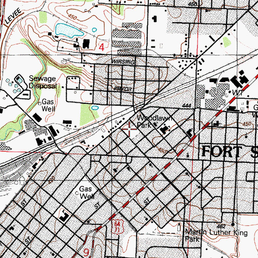 Topographic Map of Woodlawn Park, AR