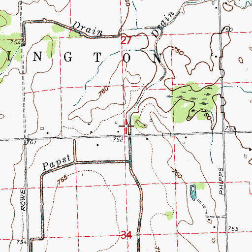Topographic Map of Papst Drain, MI