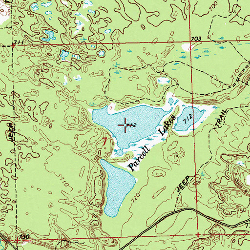 Topographic Map of Parcell Lakes, MI