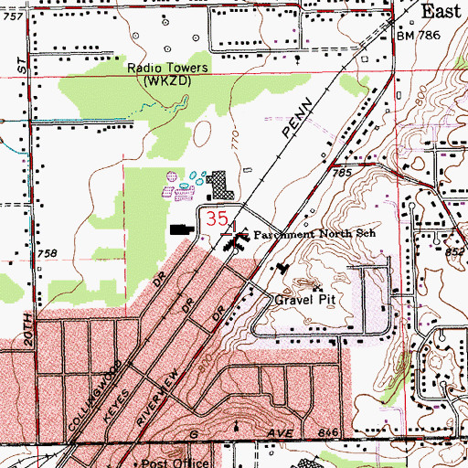 Topographic Map of Parchment North School, MI