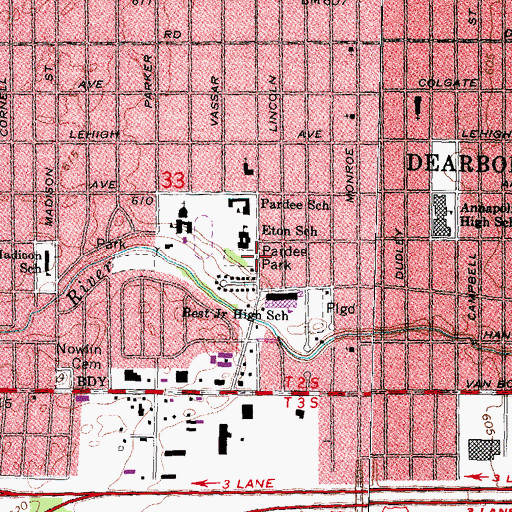 Topographic Map of Pardee Park, MI