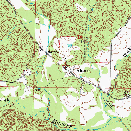 Topographic Map of Alamo Missionary Baptist Church, AR