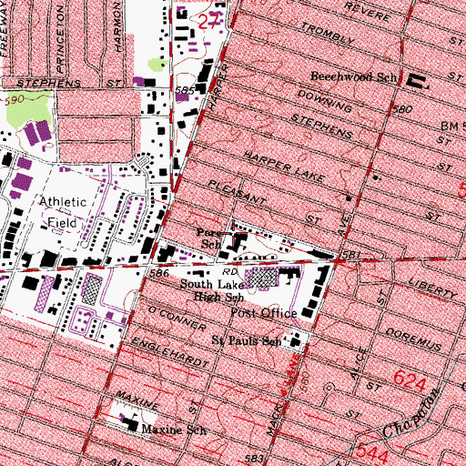 Topographic Map of Pare School, MI
