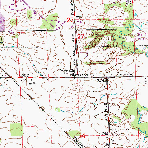 Topographic Map of Kentwood Baptist Church, MI