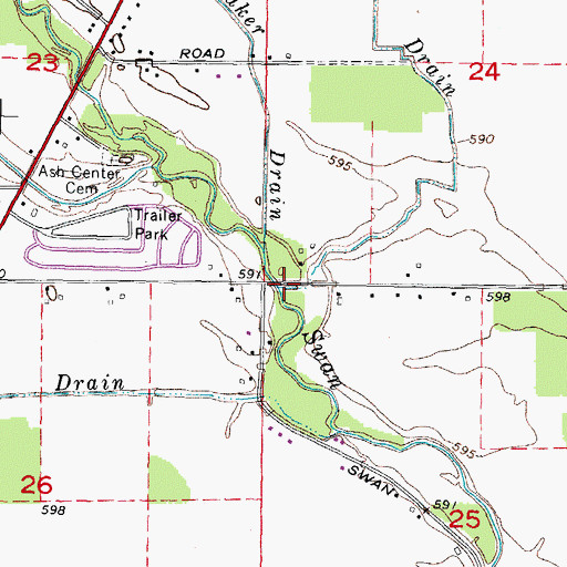 Topographic Map of Parish Drain, MI