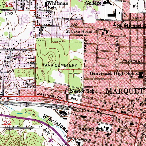 Topographic Map of Park Cemetery, MI