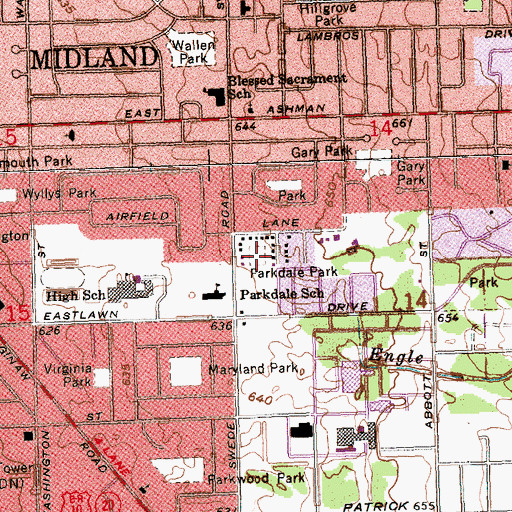 Topographic Map of Parkdale Park, MI