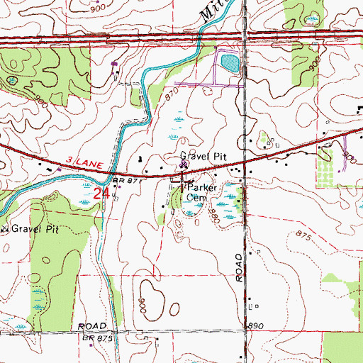 Topographic Map of Parker Cemetery, MI