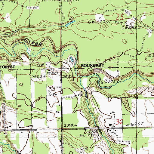 Topographic Map of Parker Creek, MI