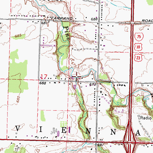 Topographic Map of Parker Creek, MI