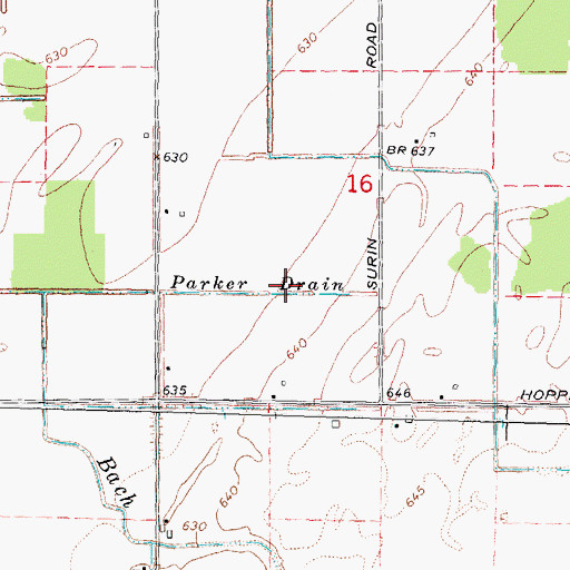 Topographic Map of Parker Drain, MI