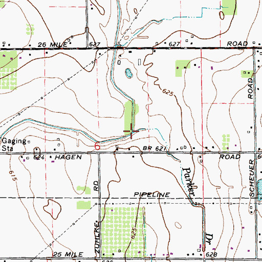 Topographic Map of Parker Drain, MI
