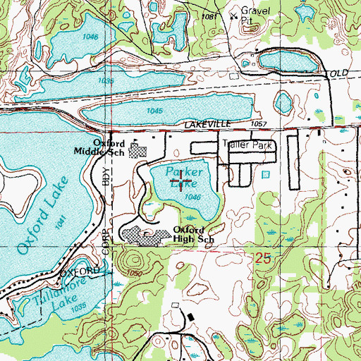 Topographic Map of Parker Lake, MI
