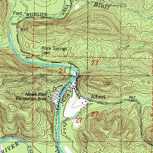 Topographic Map of Albert School (historical), AR