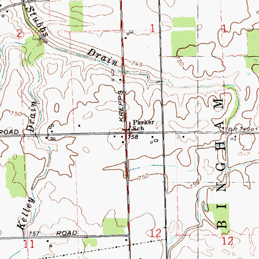 Topographic Map of Parker School, MI
