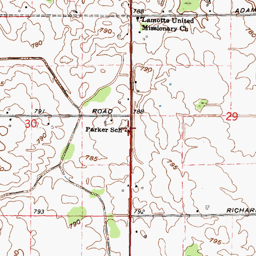 Topographic Map of Parker School, MI
