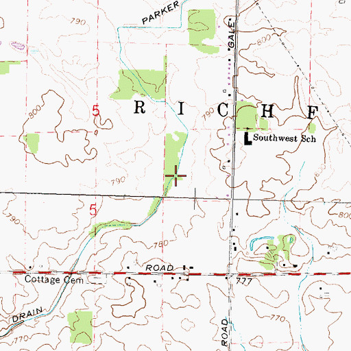 Topographic Map of Parker Scothan Drain, MI
