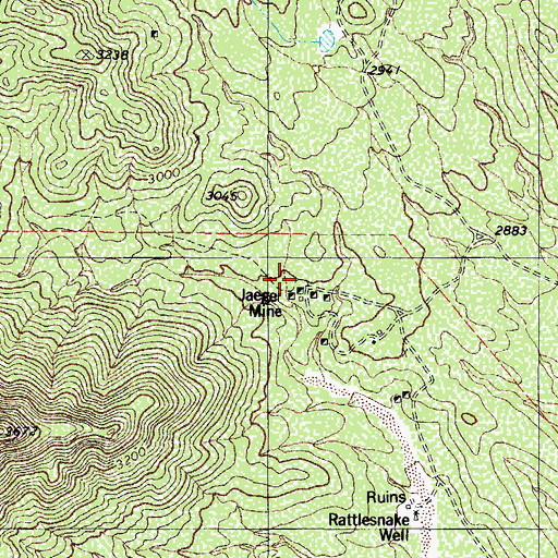 Topographic Map of Jaeger Mine, AZ