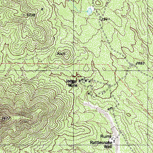 Topographic Map of Jaeger Mine, AZ