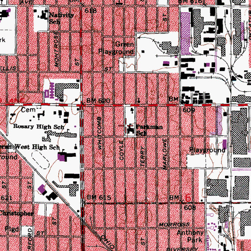 Topographic Map of Parkman School, MI