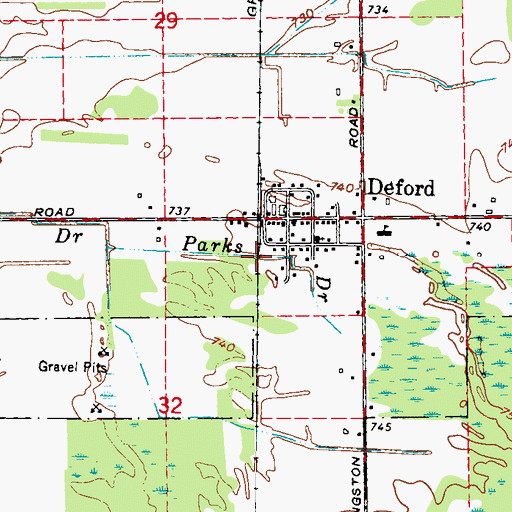 Topographic Map of Parks Drain, MI