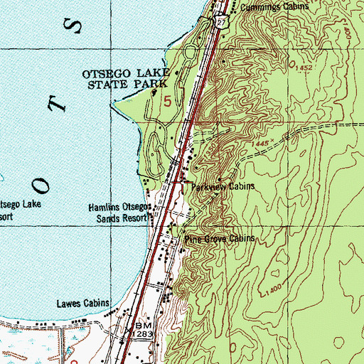 Topographic Map of Parkview Cabins, MI