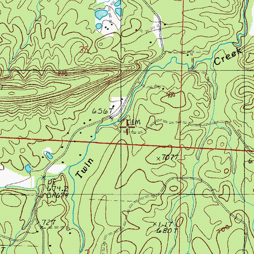 Topographic Map of Alley Cemetery, AR