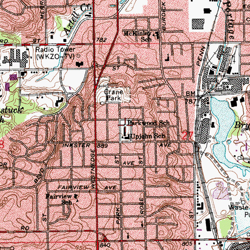 Topographic Map of Parkwood School, MI