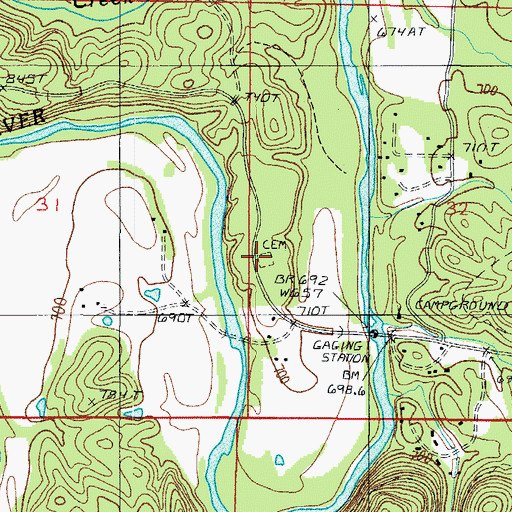 Topographic Map of Amerson Cemetery, AR