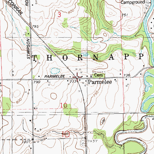 Topographic Map of Parmelee, MI