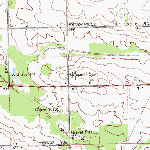 Topographic Map of Palmer Cemetery, MI