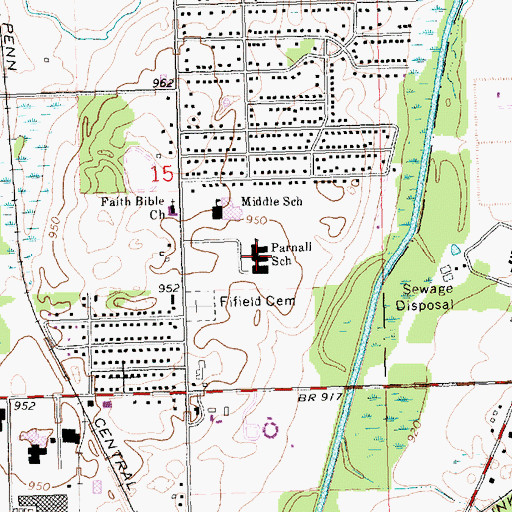 Topographic Map of Parnall School, MI