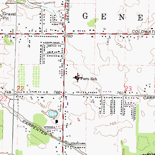 Topographic Map of Paro School, MI